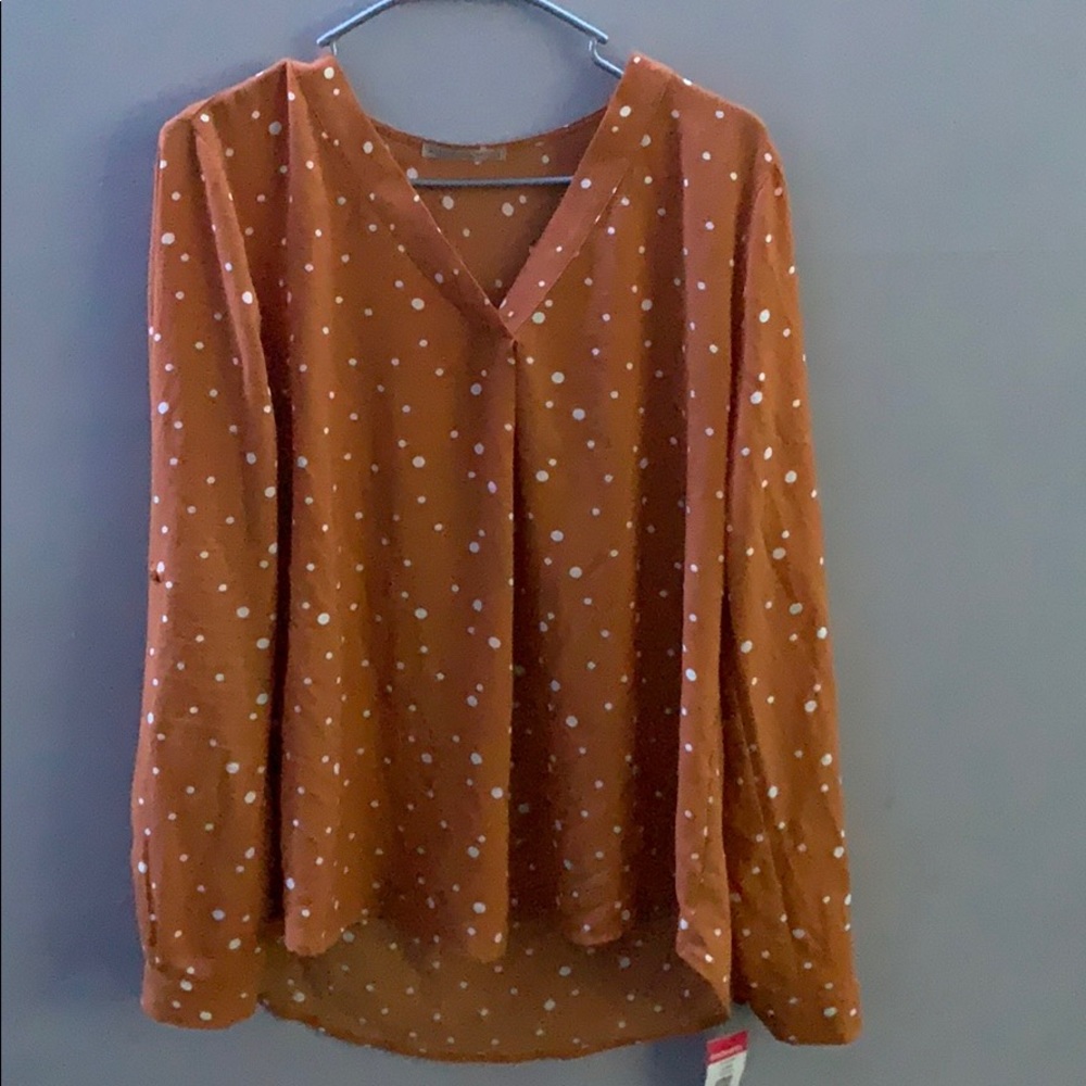 Orange Polka Dot Long Sleeve Shirt
